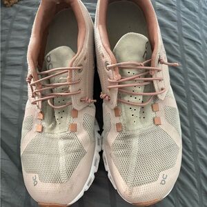 On Running Women's Athletic Shoes in Pink and Cream